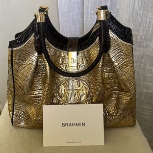 Celia Symphony Katia Brown/Gold Leather Satchel